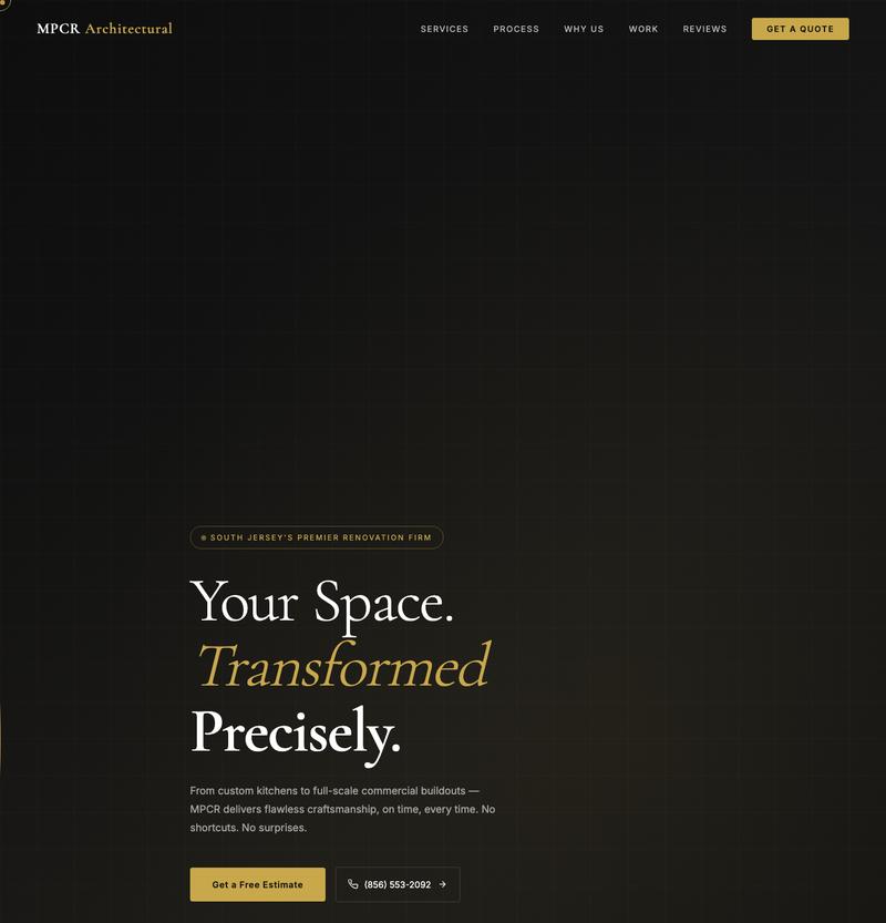 MPCR Architectural website, built by Sennex Sites